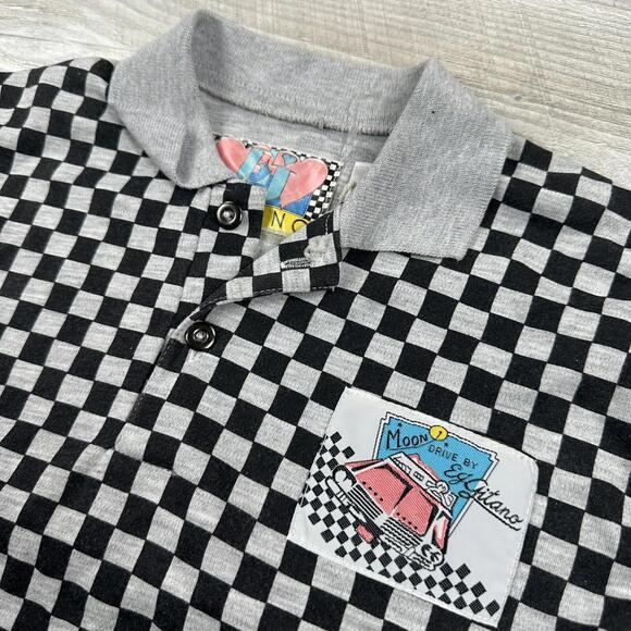 Gitano Other - VTG EJ Gitano Polo Shirt Youth 5 Black Gray Checkerboard Moon Drive By Patch